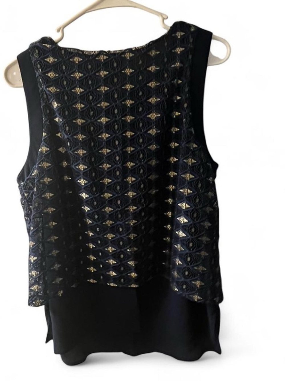 Navy Lace Overlay Tank Top - Women By En Elle - Picture 4 of 4